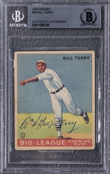 1933 Goudey #20 Bill Terry Signed Rookie Card – BGS Authentic